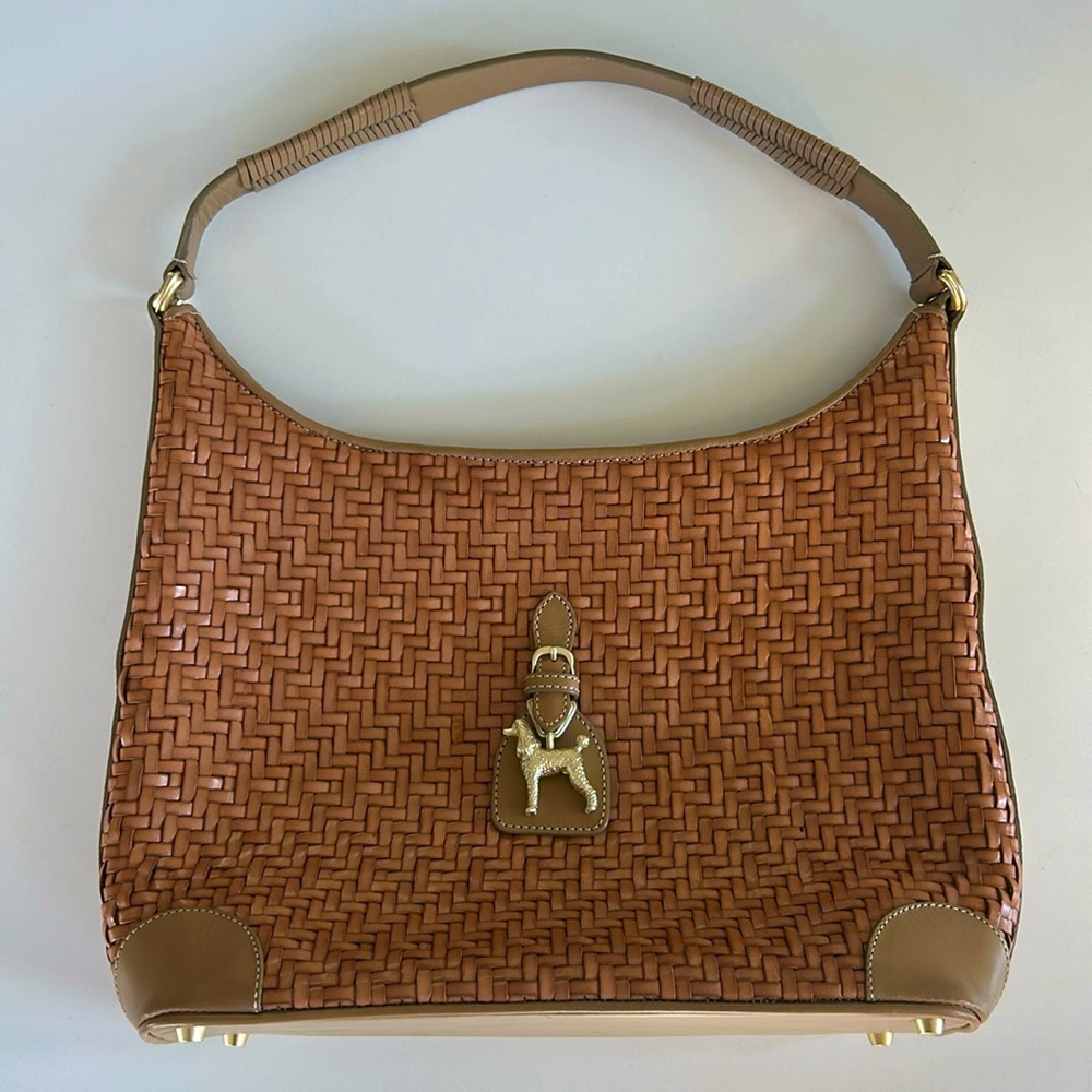 Vintage Barry Kieselstein-Cord Woven Leather Poodle Hobo Bag – Cognac Tan Color